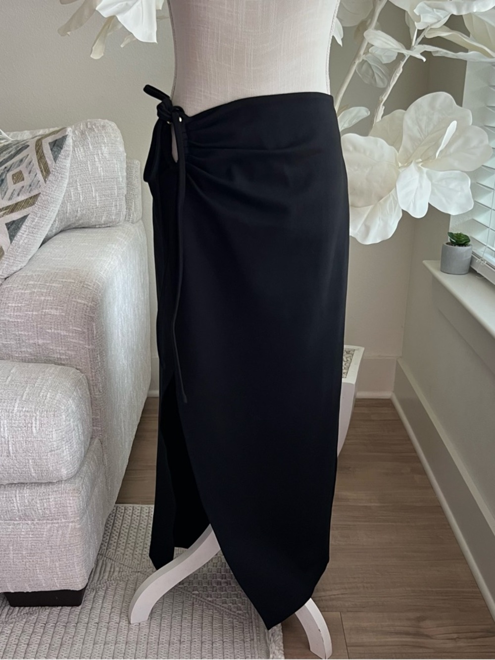Nicholas Evening Open Slit Black Wrap Midi Skirt - Women Size 14